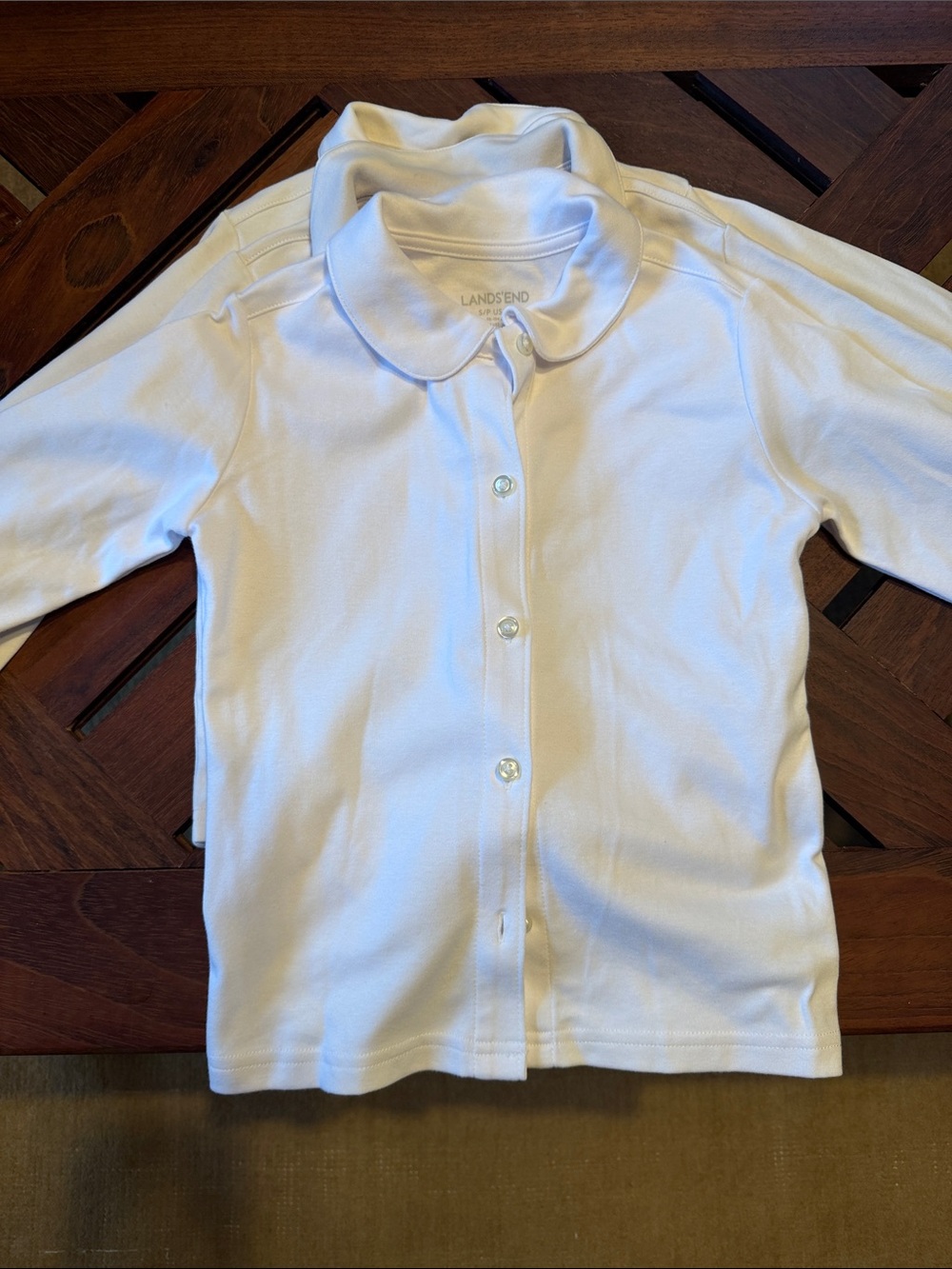 Lands' End White Girls' Long-Sleeve Button-Down School Uniform Tops - Set of 3